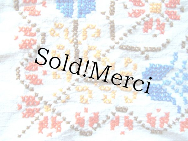 北欧アンティークテーブルクロス(ハーフリネン+手刺繍) 北欧アンティークテーブルクロス(ハーフリネン+手刺繍)