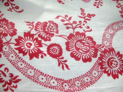 画像1: red floral linen